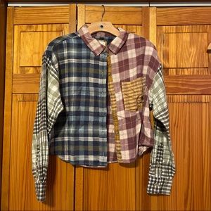 American Eagle Outfitters Patchwork Cropped Flannel